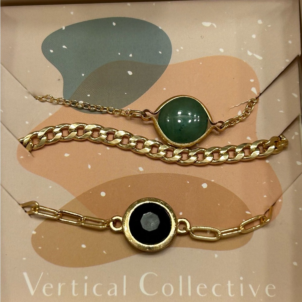 Gold plated layering bracelet set